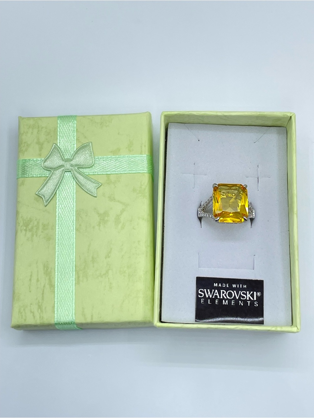Swarovski Crystal Elements Canary Yellow Swarovski Elements Statement Ring Sz 7 - Picture 3 of 12